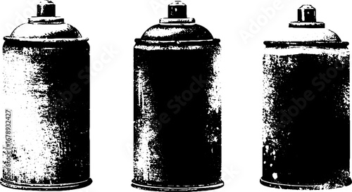 Black and white graffiti spray can stencil collection for urban art design