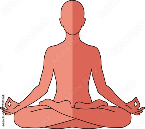 Flat Minimalist Vector of Yoga Lotus Pose Silhouette
