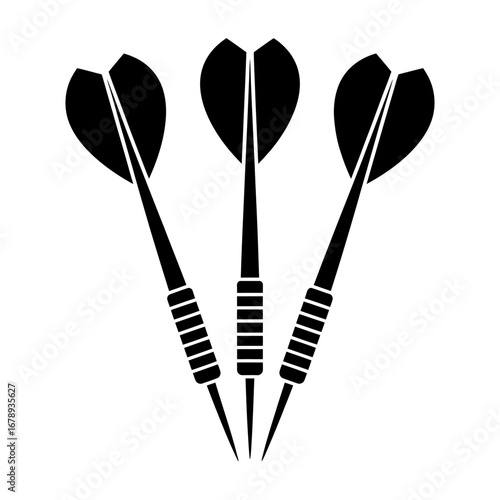 Three black darts isolated on white perfect for game night or sports-themed designs