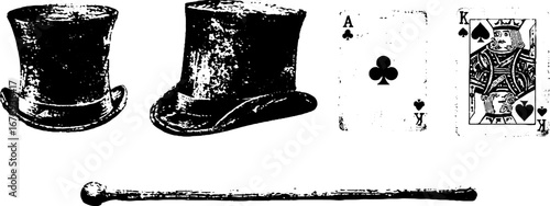 Black and white magic themed stencil set for graphic design and decoration