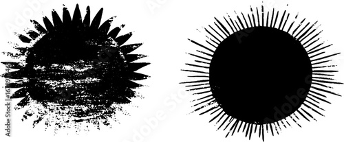 Wallpaper Mural Black and white mandala stencil set with distressed grunge design for artistic projects Torontodigital.ca