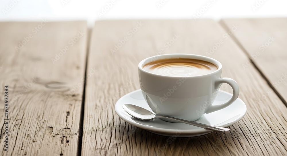 Obraz premium Coffee Cup on Wooden Table.