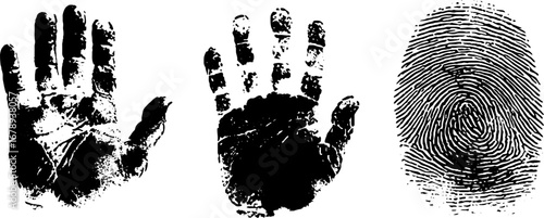 Black and white handprint and fingerprint stencil collection for creative design