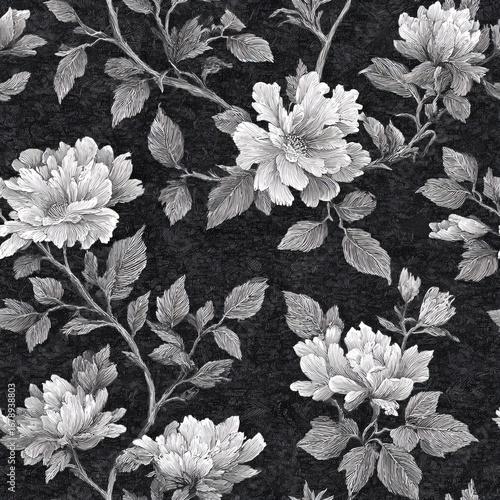 Chalk drawn floral fabric pattern seamless