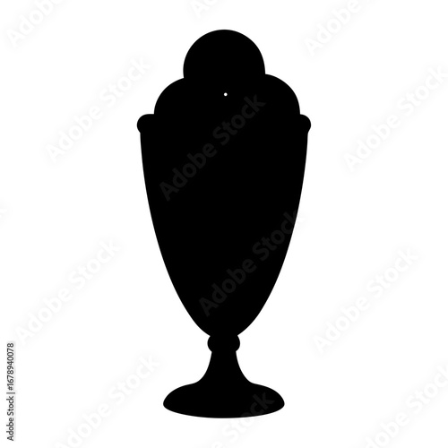 Black silhouette of an ice cream sundae in a tall glass