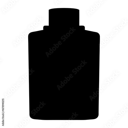 Sleek black silhouette of a cosmetic bottle with a distinctive neck shape