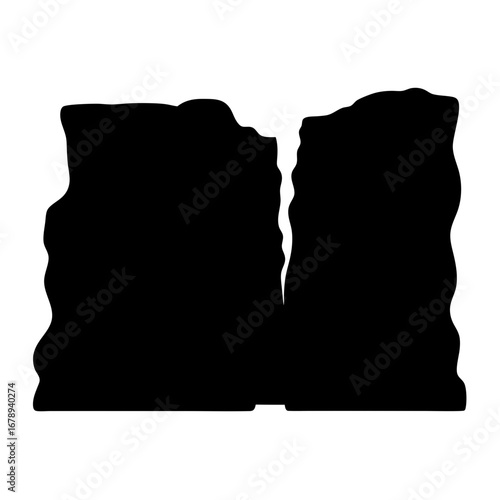 Abstract Black Silhouette of Two Land Masses Separated by a Narrow Strait