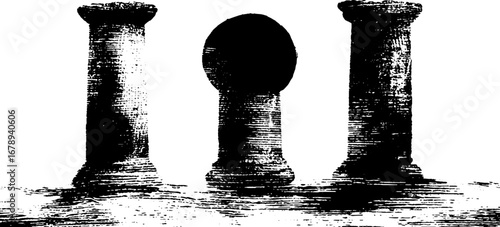 Black and white stencil set of obelisks for design and decoration