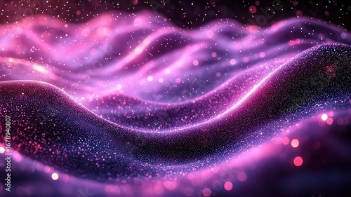 Abstract waves of vibrant ink and purple light creat a mesmerizing, dreamy atmsphere, perfect for backgrunds in tech, beauty, or ceative projects.