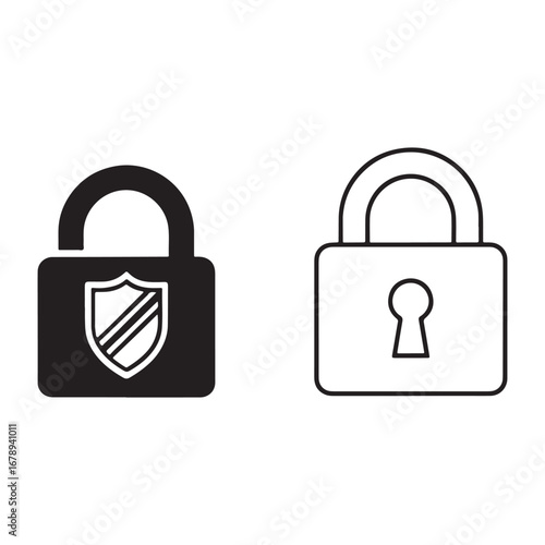 Two contrasting padlock illustrations depicting security and vulnerability with one showing a shield and the other an open outline symbolising trust and lack of protection