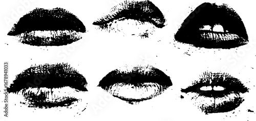 Black and white stencil lips collection for artistic urban designs