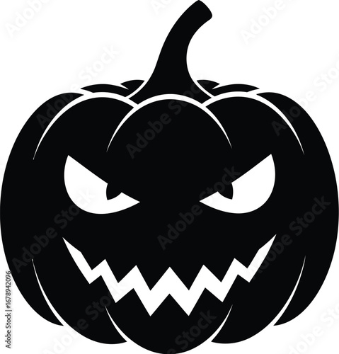 A spooky jackolantern with an evil face for halloween and autumn themed designs