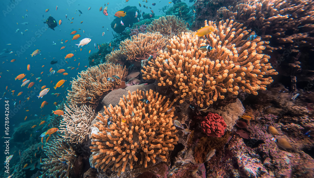 custom made wallpaper toronto digitalColorful Coral Reef Underwater with Tropical Fish in Blue Ocean – Marine Life, Coral Garden, and Biodiversity in Clear Sea