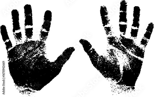 Grungy black and white handprint stencil design for urban art projects