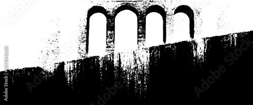 Black and white stencil of architectural arches for urban design and decor