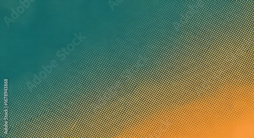 Abstract gradient background with halftone dots, transitioning from teal to orange.