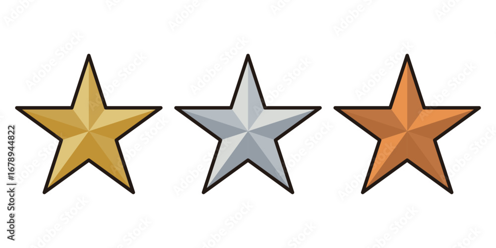 Obraz premium 星のシンプルイラスト 金 銀 銅