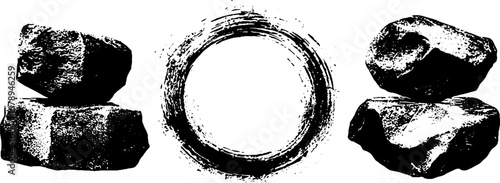 Ancient rune stencil collection in black and white for creative design