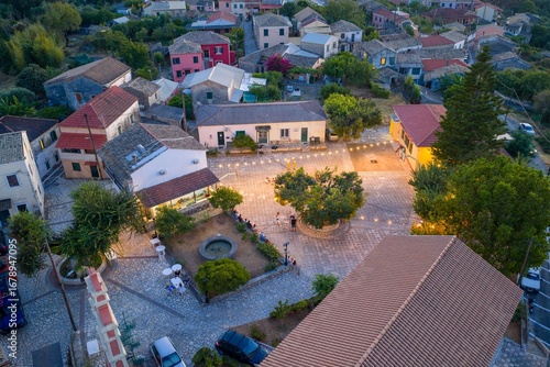 Fototapeta Naklejka Na Ścianę i Meble -  Charming village square in Corfu, Greece.
