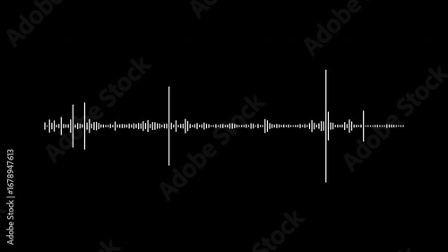 Audio waveform spectrum animation with minimalist digital line design. Abstract sound wave visualization for voice recording, music, and podcast backgrounds.