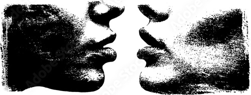 Black and white stencil silhouette faces set - urban art design for posters and prints
