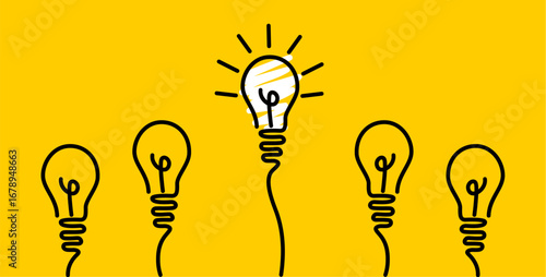 light bulb. the idea is business. abstract light bulb on a white background. create a cover or poster. Vector orange, black.