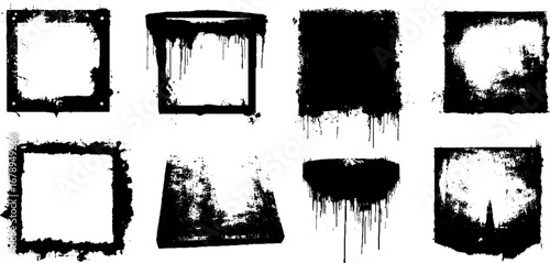 Black and white grunge stencil set for urban art and design projects
