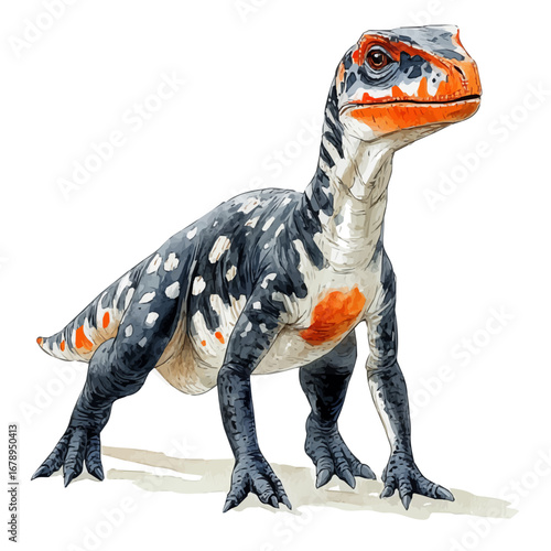 watercolor of Oviraptor, vector, isolated on a white background.