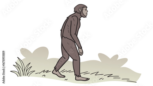 Human evolution concept ape thinking primitive to modern transition illustration