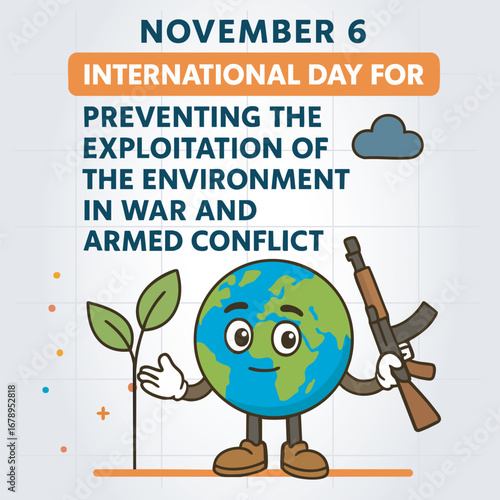 International day for the prevention of exploitation of the environment in war and armed conflict Banner Vector Template