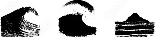 Abstract tidal wave designs in black and white for creative projects