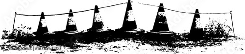 Black and white traffic cone stencil set for urban design