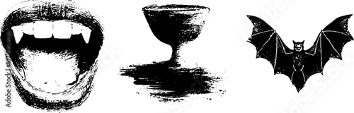 Black and white vampire themed stencil set for halloween design
