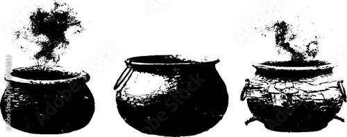 Mystical witch cauldron stencil set for halloween design and craft projects