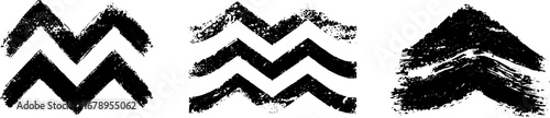 Abstract black and white zigzag patterns stencil set for creative design