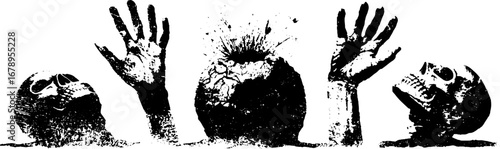Black and white zombie stencil set for grungy urban design