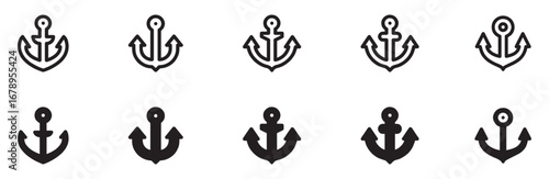 Anchor icon set. Ship anchor icon. Anchor icon on white background. 