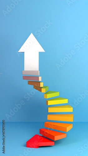 Colorful spiral staircase with upward arrow (1)