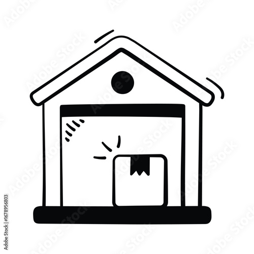 Well designed doodle icon of warehouse, ready for premium use