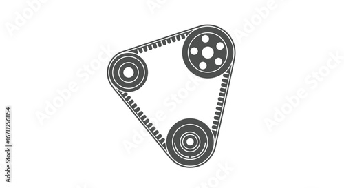 Detailed illustration of a timing belt system for engine operation.