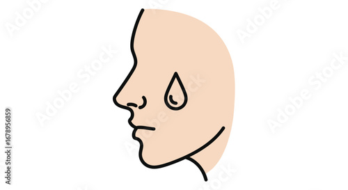 Side profile of a persons face with a single tear drop.