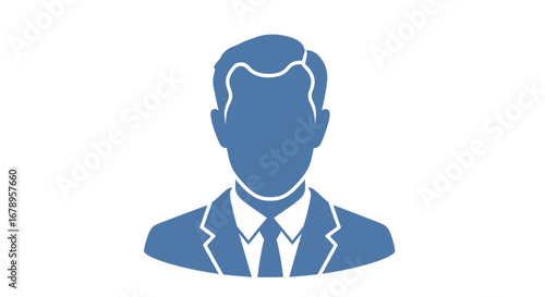 Professional Male Avatar Silhouette in Blue.