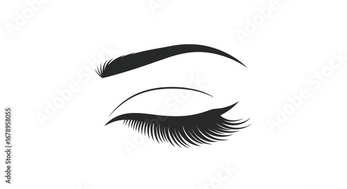 Closeup of a Womans Eye with Long Eyelashes and Defined Eyebrows.