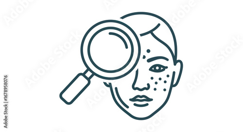 Skin Analysis Under Magnifying Glass.