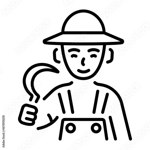 A linear style icon representing farmer