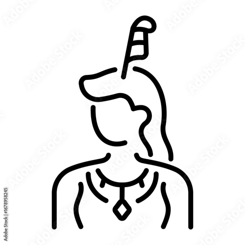 A line style icon showing maat goddess