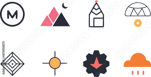 Clean vector minimalist logo elements bundle scalable icon pack for general use vector