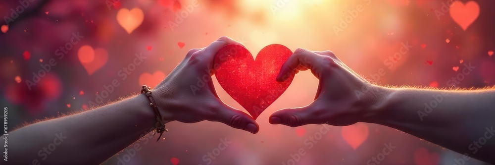 Fototapeta premium A heartwarming scene of interconnected hearts, symbolizing unity, love, and companionship Perfect for projects related to family, friendship, or community , peace, linked