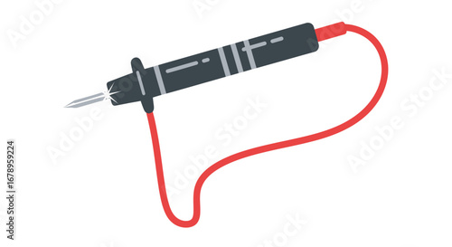 Multimeter test probe with red wire for electrical diagnostics.