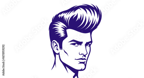 Stylish Man with Pompadour Hairstyle Vector Illustration.